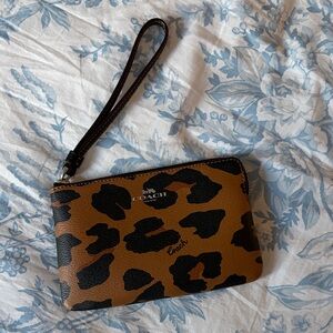 Coach Brown and Black Animal Print Wristlet